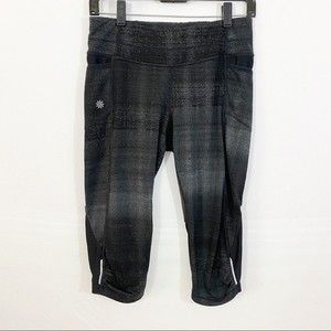 Athleta Black Cropped Leggings with Reflective Details, Small